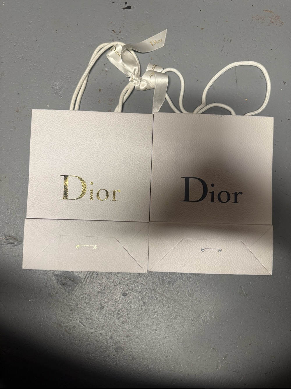 Dior White & Gold Branded Gift Totes (Pair)